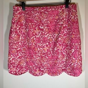Lilly Pulitzer Lynnie Scallop hem mini skirt Hotty Pink Sailors Valentine sz 10